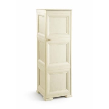 MOBILE IN PLASTICA ELEGANTE 3 MODULI ANGORA 40X43X125 CM CON ANTE EFFETTO LEGNO – CONTENITORE VERTICALE SALVASPAZIO DESIGN