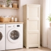 MOBILE IN PLASTICA ELEGANTE 3 MODULI ANGORA 40X43X125 CM CON ANTE EFFETTO LEGNO – CONTENITORE VERTICALE SALVASPAZIO DESIGN
