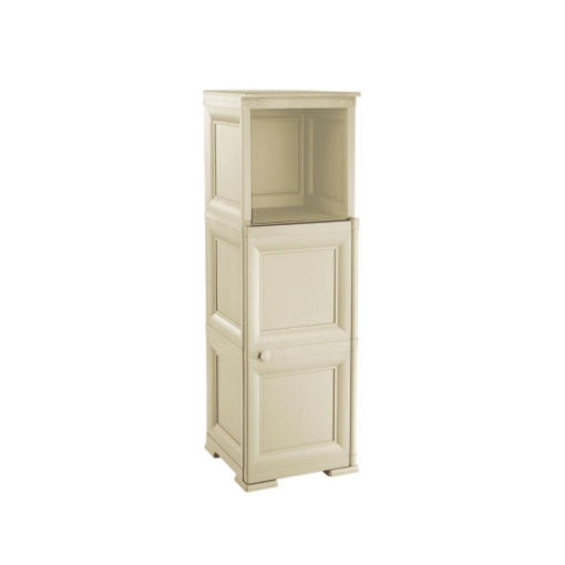 MOBILE 2 MODULI ANGORA 40X43X125 CM CON ANTE FINITURA LEGNO E 1 MODULO SCAFFALE – CONTENITORE VERTICALE ORGANIZZAZIONE CASA PER ZONA LIVING