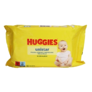 HUGGIES UNISTAR SALVIETTE UMIDIFICATE PER BAMBINI 56 SALVIETTE PER OGNI UTILIZZO