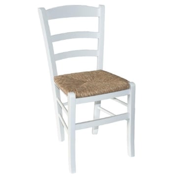 SEDIA PAESANA IN LEGNO CON SEDUTA IN PAGLIA E SCHIENALE ALTO H 88 X L 40 X P 34 CM COLORE BIANCO 