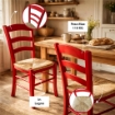 SEDIA PAESANA IN LEGNO CON SEDUTA IN PAGLIA E SCHIENALE ALTO 42X40X87H CM  COLORE ROSSO