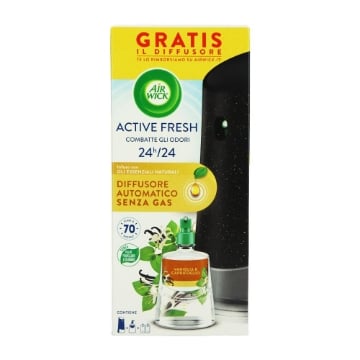 DEO AIR WICK DIFFUSORE AUTOMATICO + RICARICA CON OLI ESSENZIALI 228ML  FRAGRANZA VANIGLIA E CAPRIFOGLIO