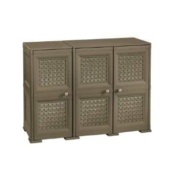 ARMADIO 3 ANTE WENGÉ 118X43X85,5 CM CON PUNTALI E ANTE TRAFORATE – MOBILE COMPATTO SALVASPAZIO PER INGRESSO E ZONA LIVING