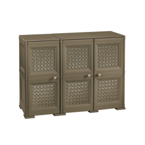 ARMADIO 3 ANTE WENGÉ 118X43X85,5 CM CON PUNTALI E ANTE TRAFORATE – MOBILE COMPATTO SALVASPAZIO PER INGRESSO E ZONA LIVING