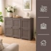 ARMADIO 3 ANTE WENGÉ 118X43X85,5 CM CON PUNTALI E ANTE TRAFORATE – MOBILE COMPATTO SALVASPAZIO PER INGRESSO E ZONA LIVING