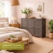ARMADIO 3 ANTE WENGÉ 118X43X85,5 CM CON PUNTALI E ANTE TRAFORATE – MOBILE COMPATTO SALVASPAZIO PER INGRESSO E ZONA LIVING