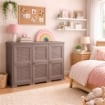 ARMADIO 3 ANTE WENGÉ 118X43X85,5 CM CON PUNTALI E ANTE TRAFORATE – MOBILE COMPATTO SALVASPAZIO PER INGRESSO E ZONA LIVING