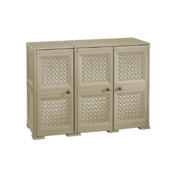 ARMADIO 3 ANTE TALPA 118X43X85,5 CM CON PUNTALI E ANTE TRAFORATE, CONTENITORE MULTIUSO PER INGRESSO E ZONA GIORNO