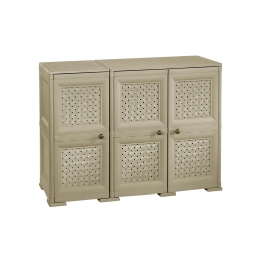 ARMADIO 3 ANTE TALPA 118X43X85,5 CM CON PUNTALI E ANTE TRAFORATE, CONTENITORE MULTIUSO PER INGRESSO E ZONA GIORNO