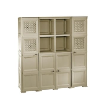 ARMADIO 4 ANTE TALPA 157X43X164 CM CON 4 RIPIANI E 16 VANI – MOBILE ALTO PER ZONA LIVING CON MODULI APERTI E ANTE DECORATE