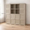 ARMADIO 4 ANTE TALPA 157X43X164 CM CON 4 RIPIANI E 16 VANI – MOBILE ALTO PER ZONA LIVING CON MODULI APERTI E ANTE DECORATE