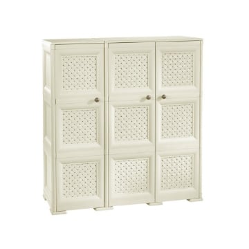 ARMADIO 3 ANTE ANGORA 118X43X125 CM CON PUNTALI E ANTE TRAFORATE – MOBILE ALTO DECORATIVO PER ZONA GIORNO E INGRESSO