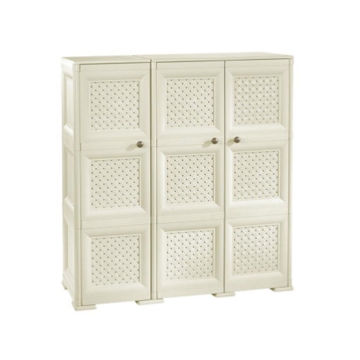 ARMADIO 3 ANTE ANGORA 118X43X125 CM CON PUNTALI E ANTE TRAFORATE – MOBILE ALTO DECORATIVO PER ZONA GIORNO E INGRESSO