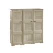 ARMADIO 3 ANTE TRAFIATO TAUPE 118X43X125 CM CON PUNTALI – MOBILE CONTENITORE ALTO SALVASPAZIO PER ZONA GIORNO E VERANDA