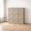 ARMADIO 3 ANTE TRAFIATO TAUPE 118X43X125 CM CON PUNTALI – MOBILE CONTENITORE ALTO SALVASPAZIO PER ZONA GIORNO E VERANDA
