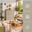 ARMADIO 3 ANTE TRAFIATO TAUPE 118X43X125 CM CON PUNTALI – MOBILE CONTENITORE ALTO SALVASPAZIO PER ZONA GIORNO E VERANDA