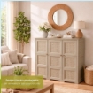 ARMADIO 3 ANTE TRAFIATO TAUPE 118X43X125 CM CON PUNTALI – MOBILE CONTENITORE ALTO SALVASPAZIO PER ZONA GIORNO E VERANDA