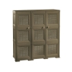 ARMADIO 3 ANTE WENGÉ 118X43X125 CM CON PUNTALI E ANTE TRAFORATE – CONTENITORE VERTICALE SALVASPAZIO PER ZONA LIVING