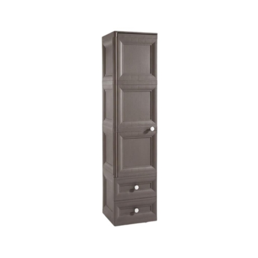 ARMADIO 1 APPENDIABITI WENGÉ 40X43X164 CM CON RIPIANO INTERMEDIO E 2 CASSETTI PICCOLI – MOBILE VERTICALE ORGANIZZAZIONE CASA PER INGRESSO E CAMERA