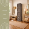ARMADIO 1 APPENDIABITI WENGÉ 40X43X164 CM CON RIPIANO INTERMEDIO E 2 CASSETTI PICCOLI – MOBILE VERTICALE ORGANIZZAZIONE CASA PER INGRESSO E CAMERA
