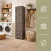 ARMADIO 1 APPENDIABITI WENGÉ 40X43X164 CM CON RIPIANO INTERMEDIO E 2 CASSETTI PICCOLI – MOBILE VERTICALE ORGANIZZAZIONE CASA PER INGRESSO E CAMERA