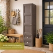 ARMADIO 1 APPENDIABITI WENGÉ 40X43X164 CM CON RIPIANO INTERMEDIO E 2 CASSETTI PICCOLI – MOBILE VERTICALE ORGANIZZAZIONE CASA PER INGRESSO E CAMERA