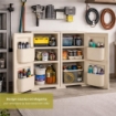 ARMADIO MULTIUSO 2 ANTE ANGORA 79X43X85,5 CM CON 4 TASCHE LATERALI – MOBILE ORGANIZZATORE VERTICALE PER LAVANDERIA E RIPOSTIGLIO