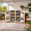 ARMADIO MULTIUSO 2 ANTE ANGORA 79X43X85,5 CM CON 4 TASCHE LATERALI – MOBILE ORGANIZZATORE VERTICALE PER LAVANDERIA E RIPOSTIGLIO