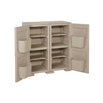 MOBILE MULTIUSO 2 ANTE TALPA 79X43X85,5 CM CON 2 MODULI E 4 TASCHE LATERALI – ARMADIO ORGANIZZATORE CON RIPIANI E ANTE LISCE PER CASA