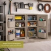 MOBILE MULTIUSO 2 ANTE TALPA 79X43X85,5 CM CON 2 MODULI E 4 TASCHE LATERALI – ARMADIO ORGANIZZATORE CON RIPIANI E ANTE LISCE PER CASA