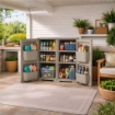 MOBILE MULTIUSO 2 ANTE TALPA 79X43X85,5 CM CON 2 MODULI E 4 TASCHE LATERALI – ARMADIO ORGANIZZATORE CON RIPIANI E ANTE LISCE PER CASA