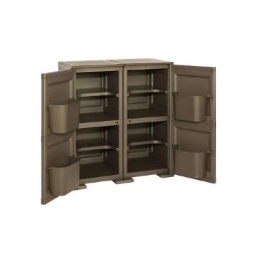 ARMADIO MULTIUSO 2 ANTE WENGÉ 79X43X85,5 CM CON 4 TASCHE LATERALI – CONTENITORE SALVASPAZIO PER INGRESSO E ORGANIZZAZIONE ZONA LIVING