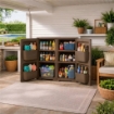 ARMADIO MULTIUSO 2 ANTE WENGÉ 79X43X85,5 CM CON 4 TASCHE LATERALI – CONTENITORE SALVASPAZIO PER INGRESSO E ORGANIZZAZIONE ZONA LIVING