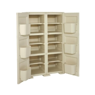 MOBILE MULTIUSO 2 ANTE ANGORA 79X43X125 CM CON 3 MODULI E 6 TASCHE LATERALI – ARMADIO ORGANIZZATORE VERTICALE CON RIPIANI E ANTE LISCE