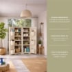 MOBILE MULTIUSO 2 ANTE ANGORA 79X43X125 CM CON 3 MODULI E 6 TASCHE LATERALI – ARMADIO ORGANIZZATORE VERTICALE CON RIPIANI E ANTE LISCE