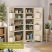 MOBILE MULTIUSO 2 ANTE ANGORA 79X43X125 CM CON 3 MODULI E 6 TASCHE LATERALI – ARMADIO ORGANIZZATORE VERTICALE CON RIPIANI E ANTE LISCE