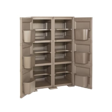MOBILE MULTIUSO 2 ANTE WENGÉ 79X43X125 CM CON 3 MODULI E 6 TASCHE LATERALI – CONTENITORE VERTICALE SALVASPAZIO PER ORGANIZZAZIONE CASA