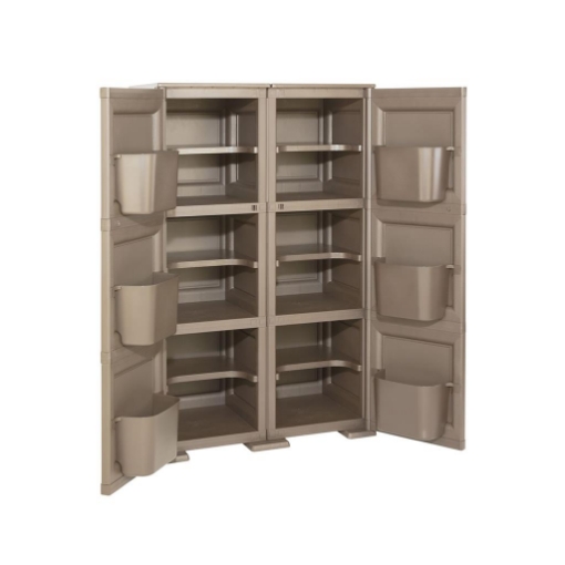 MOBILE MULTIUSO 2 ANTE WENGÉ 79X43X125 CM CON 3 MODULI E 6 TASCHE LATERALI – CONTENITORE VERTICALE SALVASPAZIO PER ORGANIZZAZIONE CASA