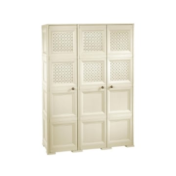 ARMADIO 3 ANTE ANGORA 118X43X164 CM CON PUNTALI, ANTE TRAFORATE E VANO PORTASCOPA – MOBILE ALTO ORGANIZZAZIONE CASA PER INGRESSO E LAVANDERIA