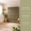 ARMADIO 3 ANTE WENGÉ 118X43X164 CM CON PUNTALI, ANTE TRAFORATE E VANO PORTASCOPA – MOBILE ALTO ORGANIZZATORE PER INGRESSO E RIPOSTIGLIO