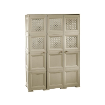ARMADIO 3 ANTE TALPA 118X43X164 CM CON PUNTALI, ANTE EFFETTO LEGNO E TRAFORATE – MOBILE ALTO ORGANIZZAZIONE CASA PER ZONA GIORNO E VERANDA