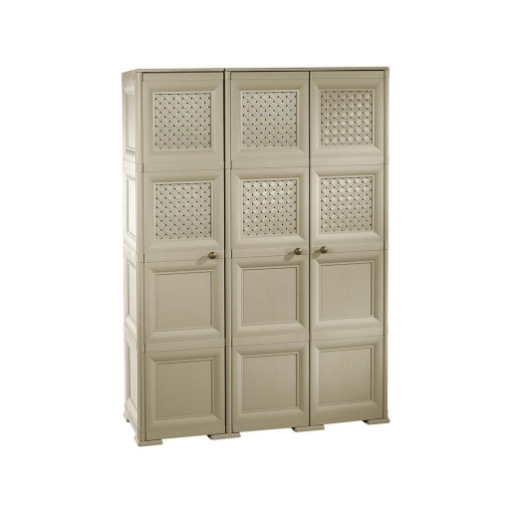 ARMADIO 3 ANTE TALPA 118X43X164 CM CON PUNTALI, ANTE EFFETTO LEGNO E TRAFORATE – MOBILE ALTO ORGANIZZAZIONE CASA PER ZONA GIORNO E VERANDA