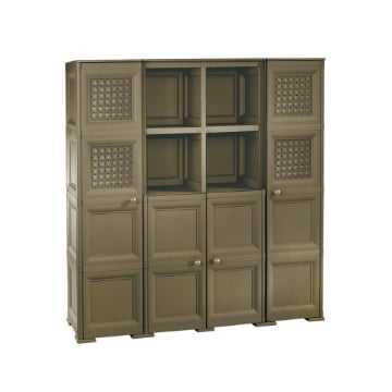 ARMADIO 4 ANTE WENGÉ 157X43X164 CM CON 4 RIPIANI – MOBILE ALTO SALVASPAZIO PER ORGANIZZAZIONE CASA E INGRESSO