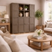 ARMADIO 4 ANTE WENGÉ 157X43X164 CM CON 4 RIPIANI – MOBILE ALTO SALVASPAZIO PER ORGANIZZAZIONE CASA E INGRESSO