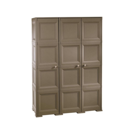 ARMADIO 3 ANTE WENGÉ 118X43X164 CM CON PUNTALI E VANO PORTASCOPE – MOBILE ALTO ORGANIZZAZIONE CASA PER INGRESSO E BALCONE COPERTO