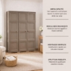 ARMADIO 3 ANTE WENGÉ 118X43X164 CM CON PUNTALI E VANO PORTASCOPE – MOBILE ALTO ORGANIZZAZIONE CASA PER INGRESSO E BALCONE COPERTO
