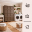 ARMADIO 3 ANTE WENGÉ 118X43X164 CM CON PUNTALI E VANO PORTASCOPE – MOBILE ALTO ORGANIZZAZIONE CASA PER INGRESSO E BALCONE COPERTO