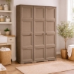 ARMADIO 3 ANTE WENGÉ 118X43X164 CM CON PUNTALI E VANO PORTASCOPE – MOBILE ALTO ORGANIZZAZIONE CASA PER INGRESSO E BALCONE COPERTO