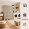 ARMADIO 3 ANTE TAUPE 118X43X164 CM CON PUNTALI E VANO PORTASCOPA – MOBILE ALTO ORGANIZZAZIONE CASA PER INGRESSO E LAVANDERIA